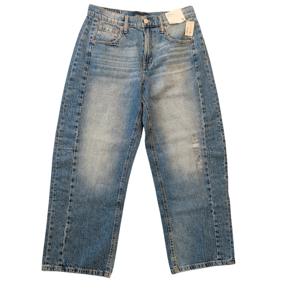 Aeropostale Barrel Blue Jean Womens Size 8 (Act 32x37) Wide Leg Denim NWT